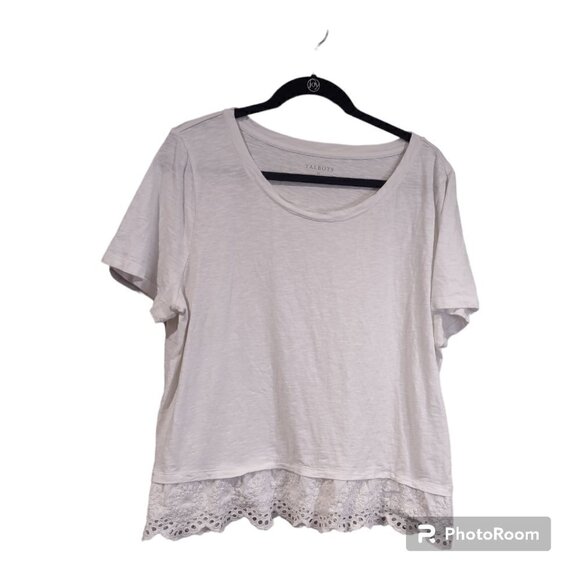 Talbots Tops - Talbots Women's Lightweight Cotton T-Shirt Lace Hem Size XL - 3FOR$25 -